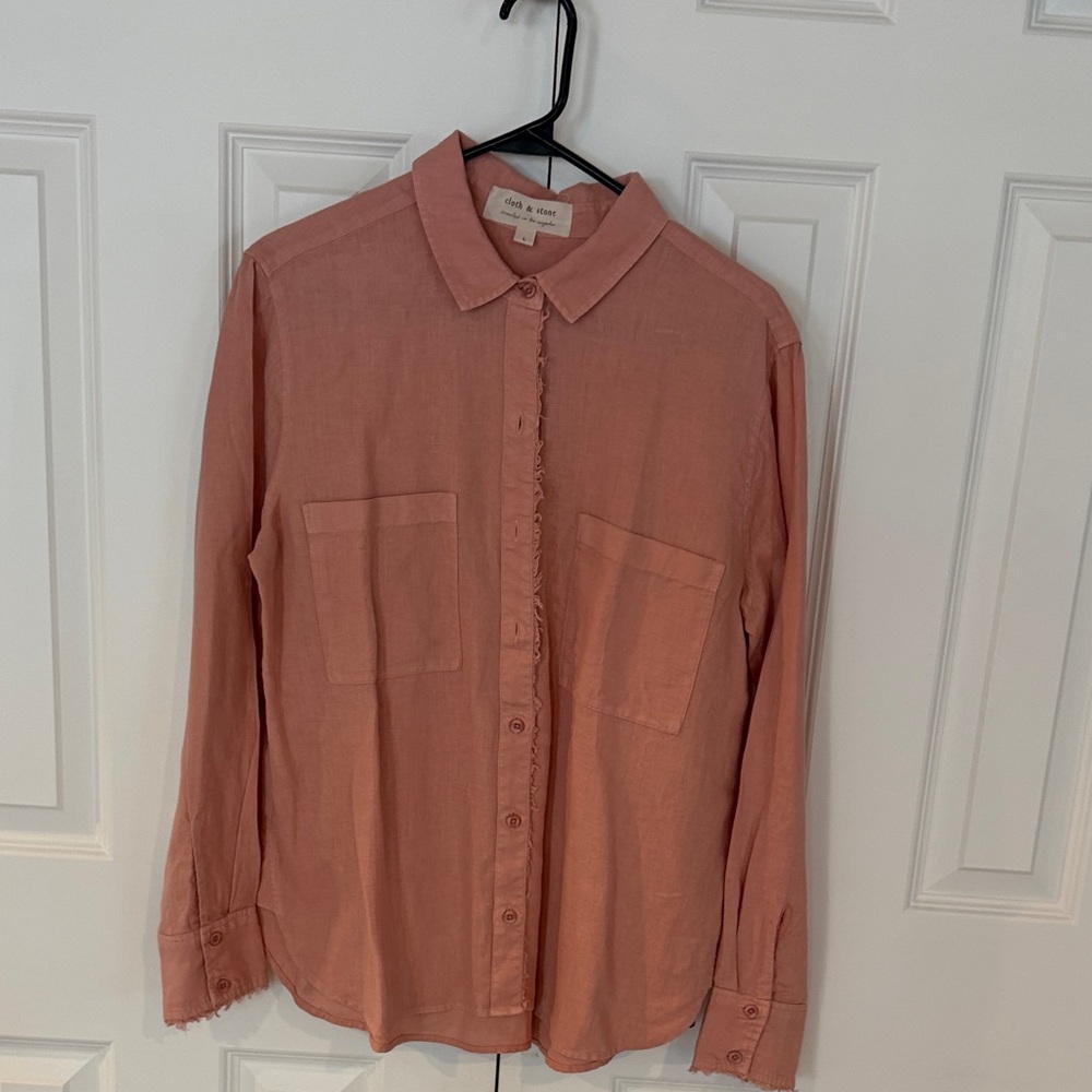 Cloth & Stone Women's Casual Pink Button-Down Shirt